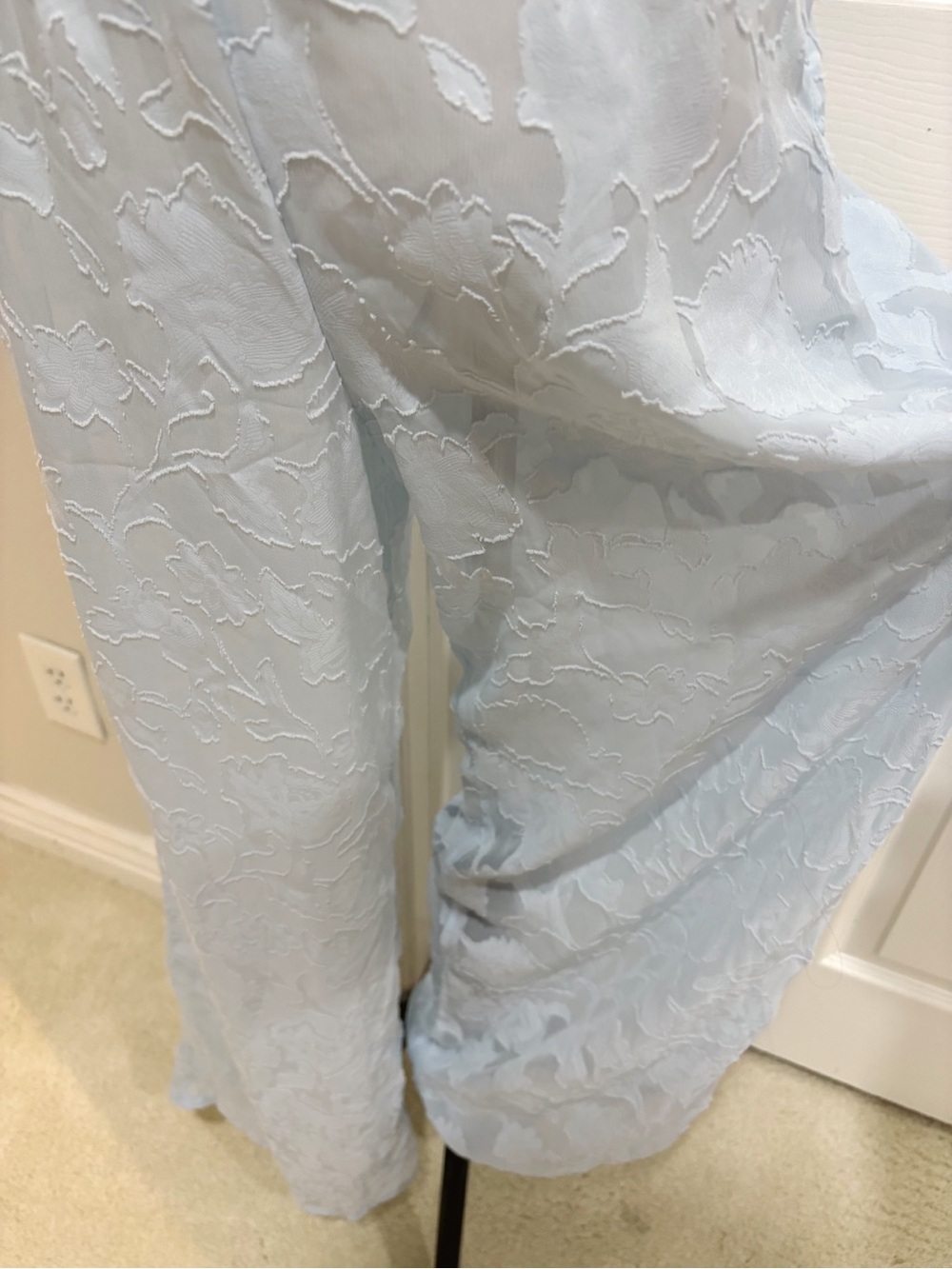 Dippin Daisy’s Women's Light Baby Blue Sheer Floral Wide-Leg Pants Small - Picture 3 of 7